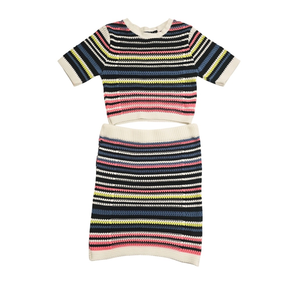 Nasty Gal‎ Collection Cropped Striped Sweater Skirt Set Size S / M